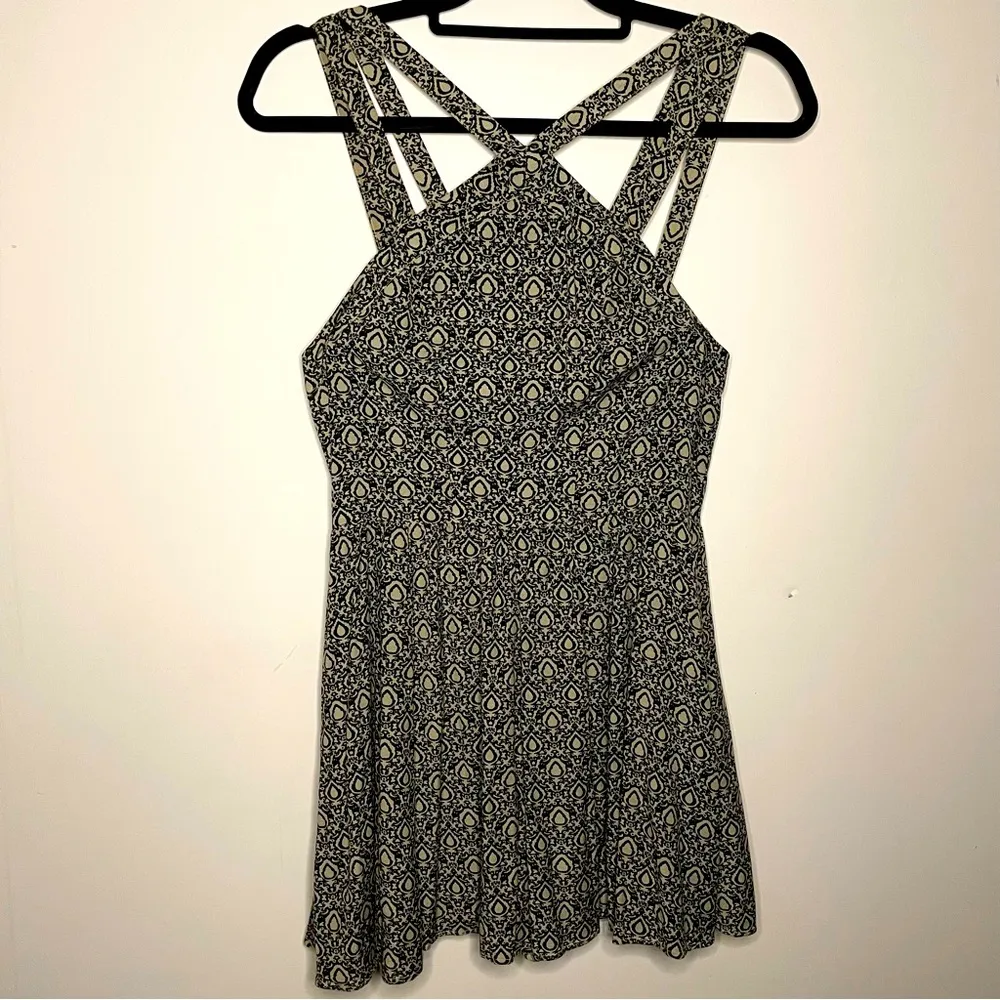 Urban Outfitters Sadie Romper Black Tan Boho Baroque Skort Jumpsuit Size 0 - Image 2