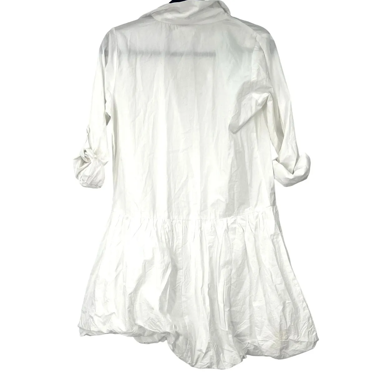 NWT VIOLET SKIES  S  ShirtDress Dress Bubble Hem Poplin White Womens Minimalist - Image 5