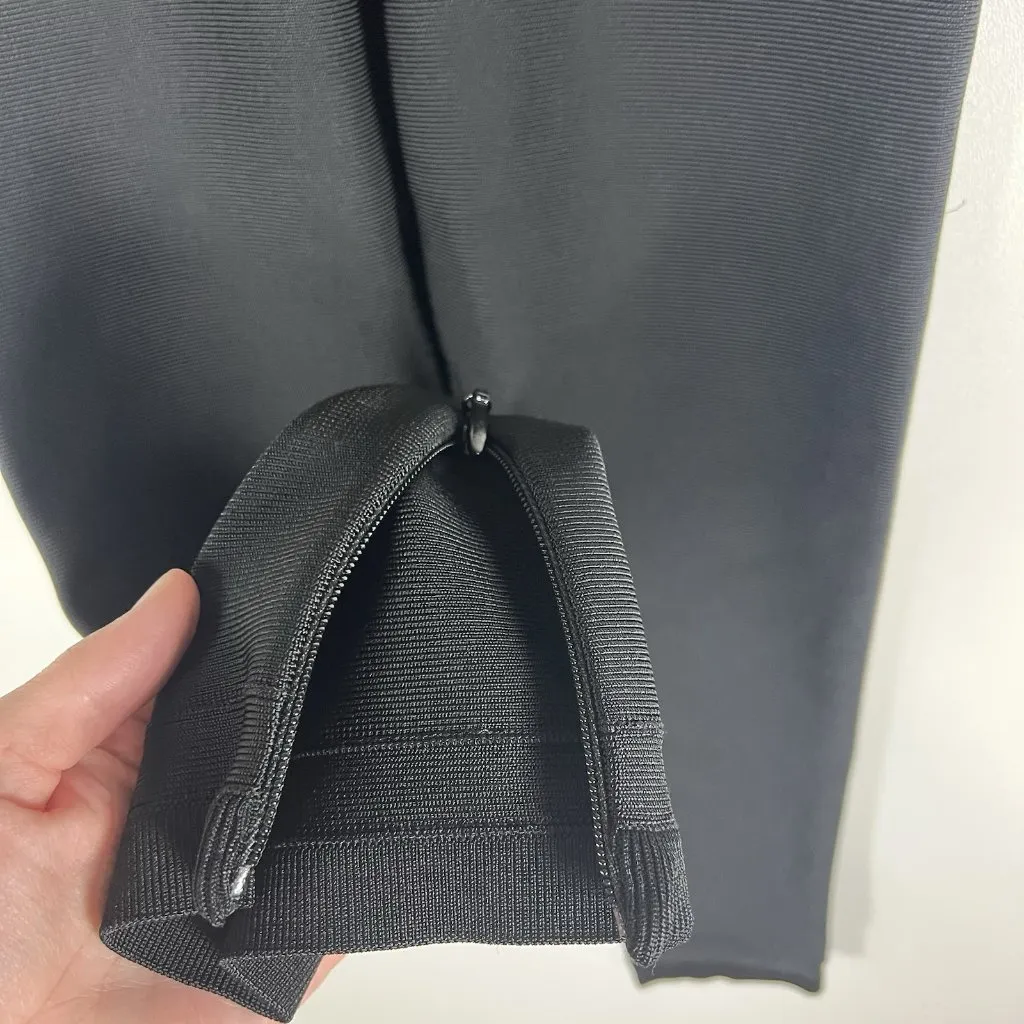 HERVE LEGER Women's Black V Waist‎ Slim Fit Cropped Capri Trousers Leggings XS - Image 4