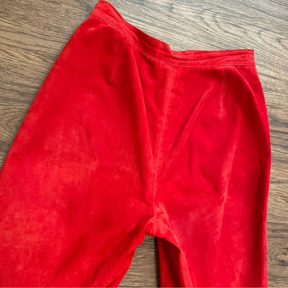 Vtg Company Ellen Tracy Red Suede Leather Straight Leg Pants Sz 8 - Image 9