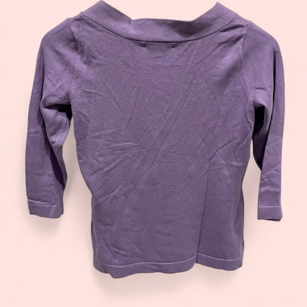 Lavender silk blend boat neck chunky button 3/4 sleeve Banana Republic sweater - Image 3