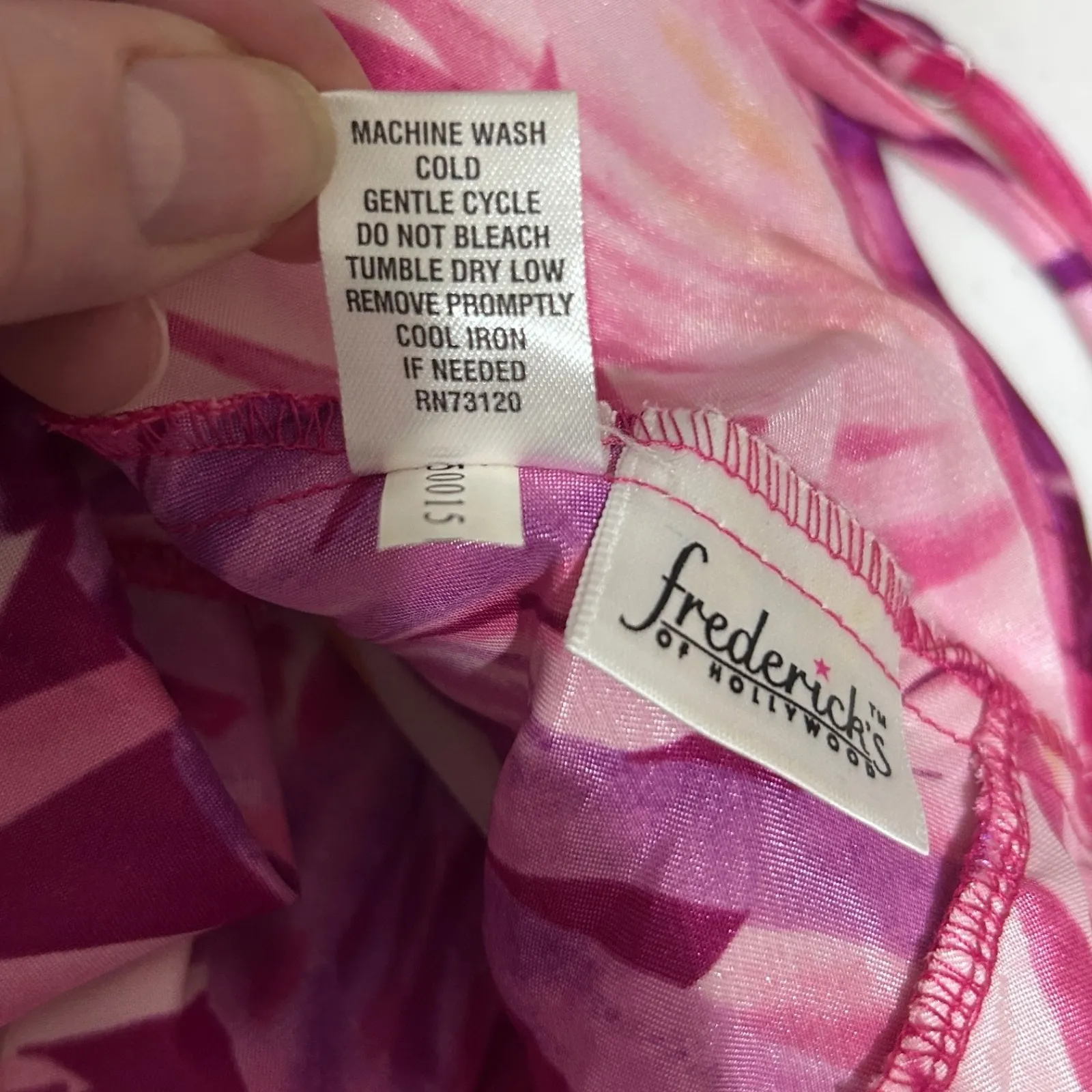 Y2K Fredericks Of Hollywood Womens Satin Cami Top M Pink Purple Tropical Print - Image 9