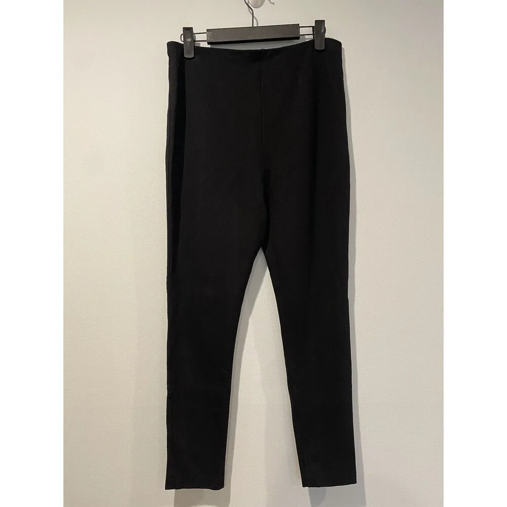 T Tahari Pants Womens Med Black Pull-On Stretch Ponte Front Slit Travel Workwear - Image 2
