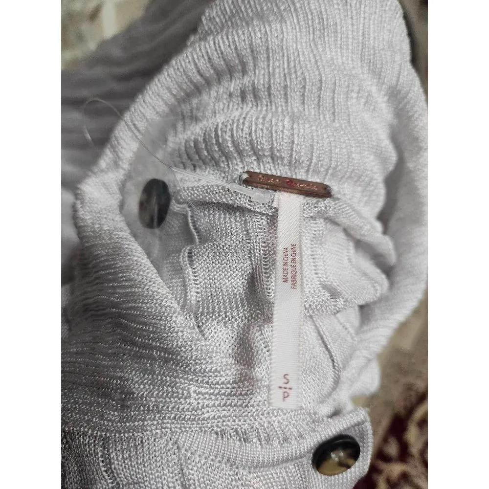 Free People  Silver Sublime Maxi Sheer Ribbed Maxi Cardigan Size S. B11 - Image 6