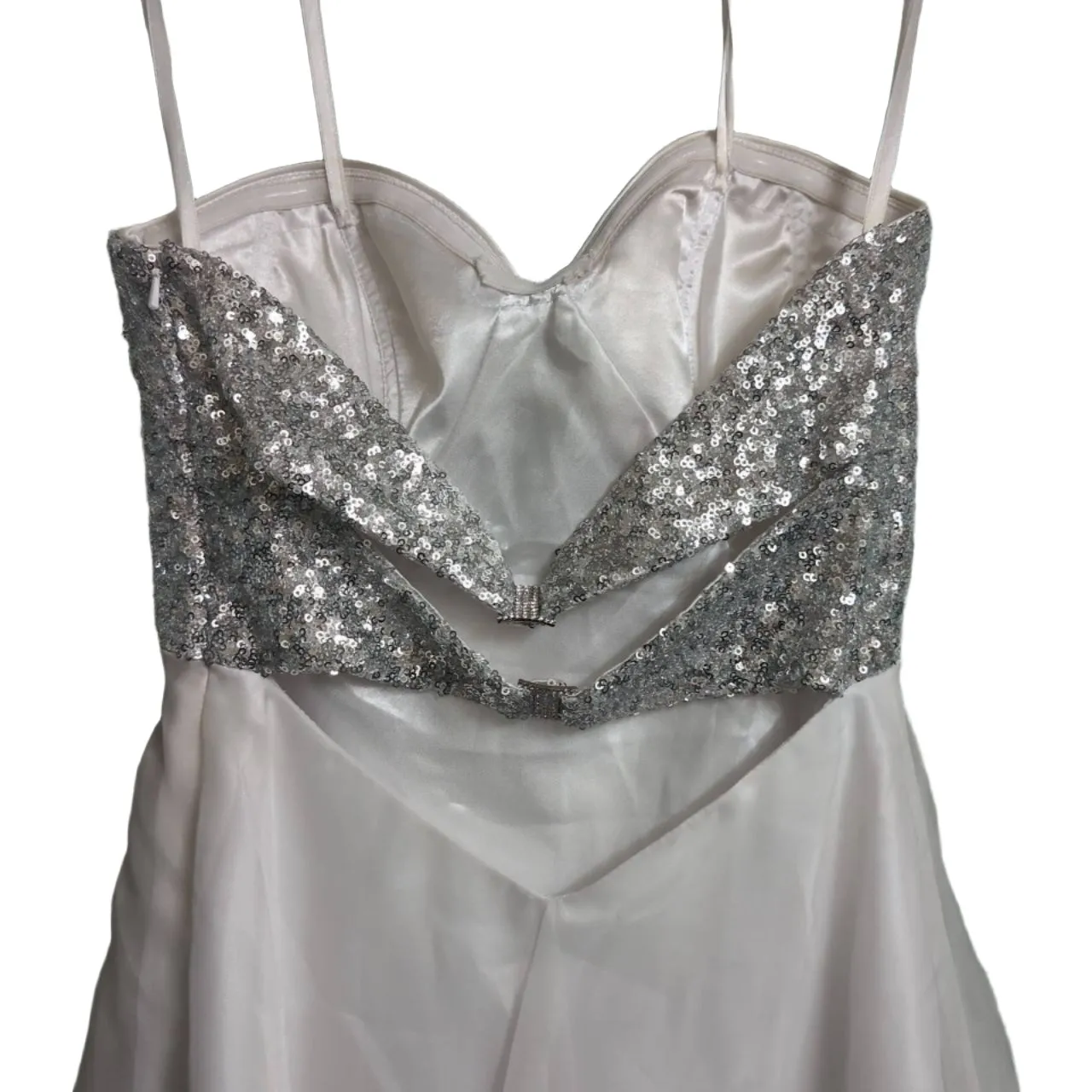 La Femme PARIS White Silver Sequined Open Back Cocktail Party Dress 0 - Image 6
