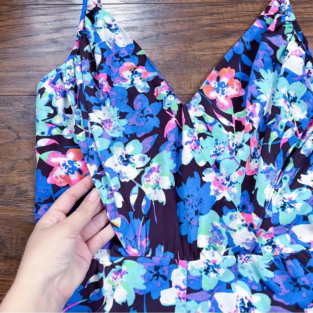 Yumi Kim • Lea Romper blue pink floral Sleeping Beauty print surplice playsuit - Image 4