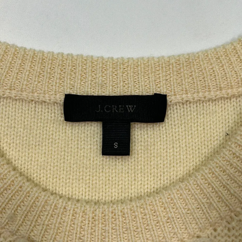 J Crew Wool Cable knit Crew Neck Sweater Womens‎ Small Cream - Image 5