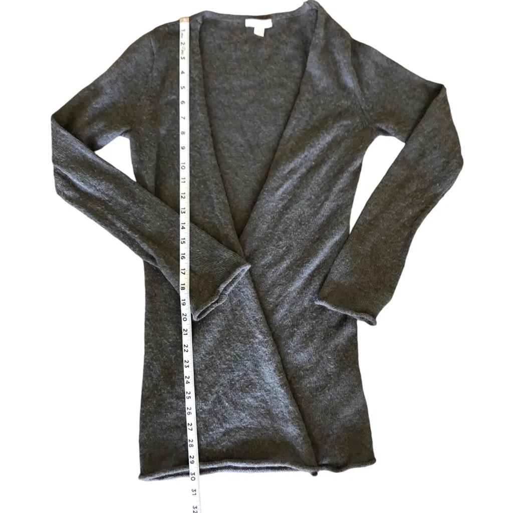 C Garnet Hill Gray Mohair Wool Open Knit Women Lightweight Cárdigan XS - Image 7