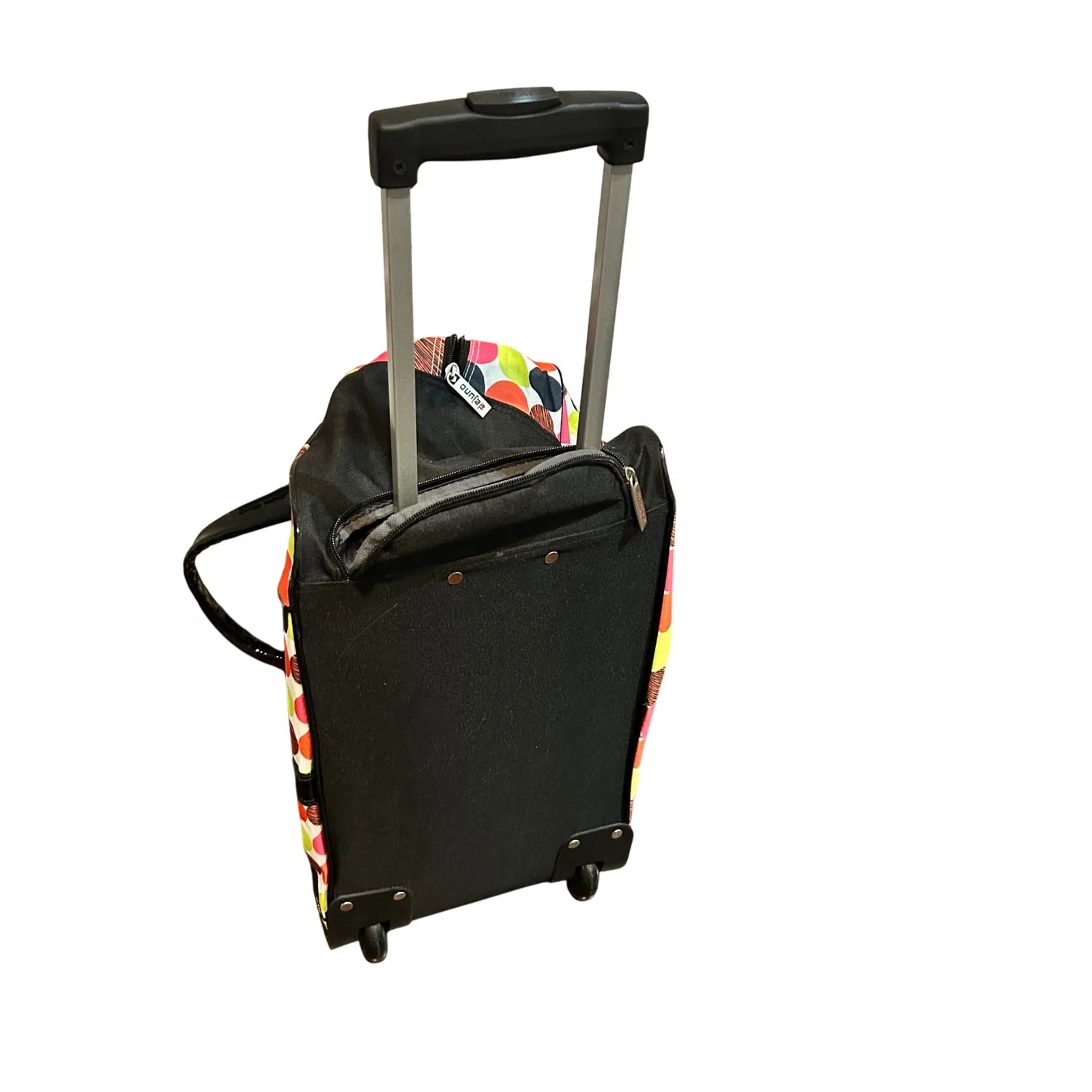 Dejuno Rolling‎ Carry On Duffle Bag Luggage Colorful Polka Dot Travel Black - Image 8