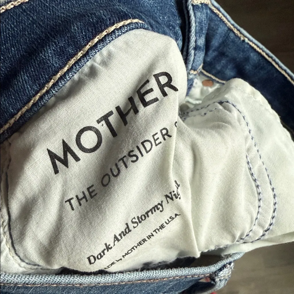 MOTHER The Outside Ankle Mid Rise Bootcut Jeans in Dark And Stormy Night 25 Blue - Image 11