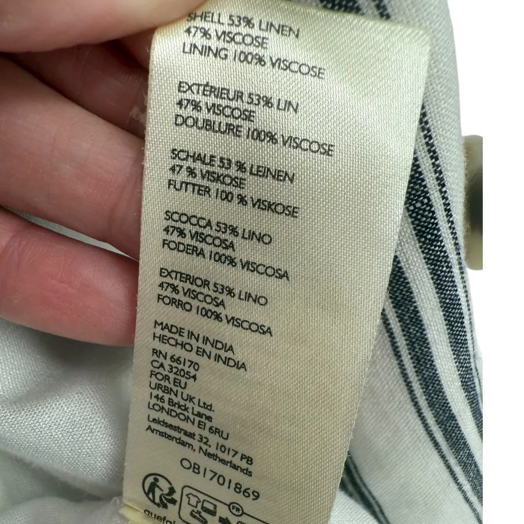 Anthropologie Pilcro Double Breasted Striped Linen Blend Blazer Jacket‎ Sz Small - Image 15