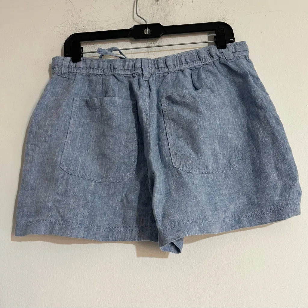 Madewell Pull On Drawstring Linen Shorts Sunfaded Blue Size Large Coastal Beach - Image 4