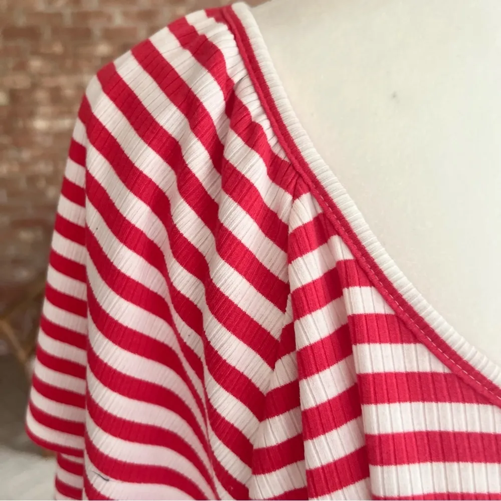 Wrangler Essential Flutter Tee Shirt Red Striped Knit Top 3XL - Image 4