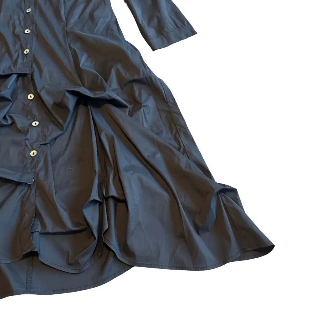 Joseph Ribkoff Black Button-Down Dress Gathered Stretch Classic Size 10 Women's - Image 4