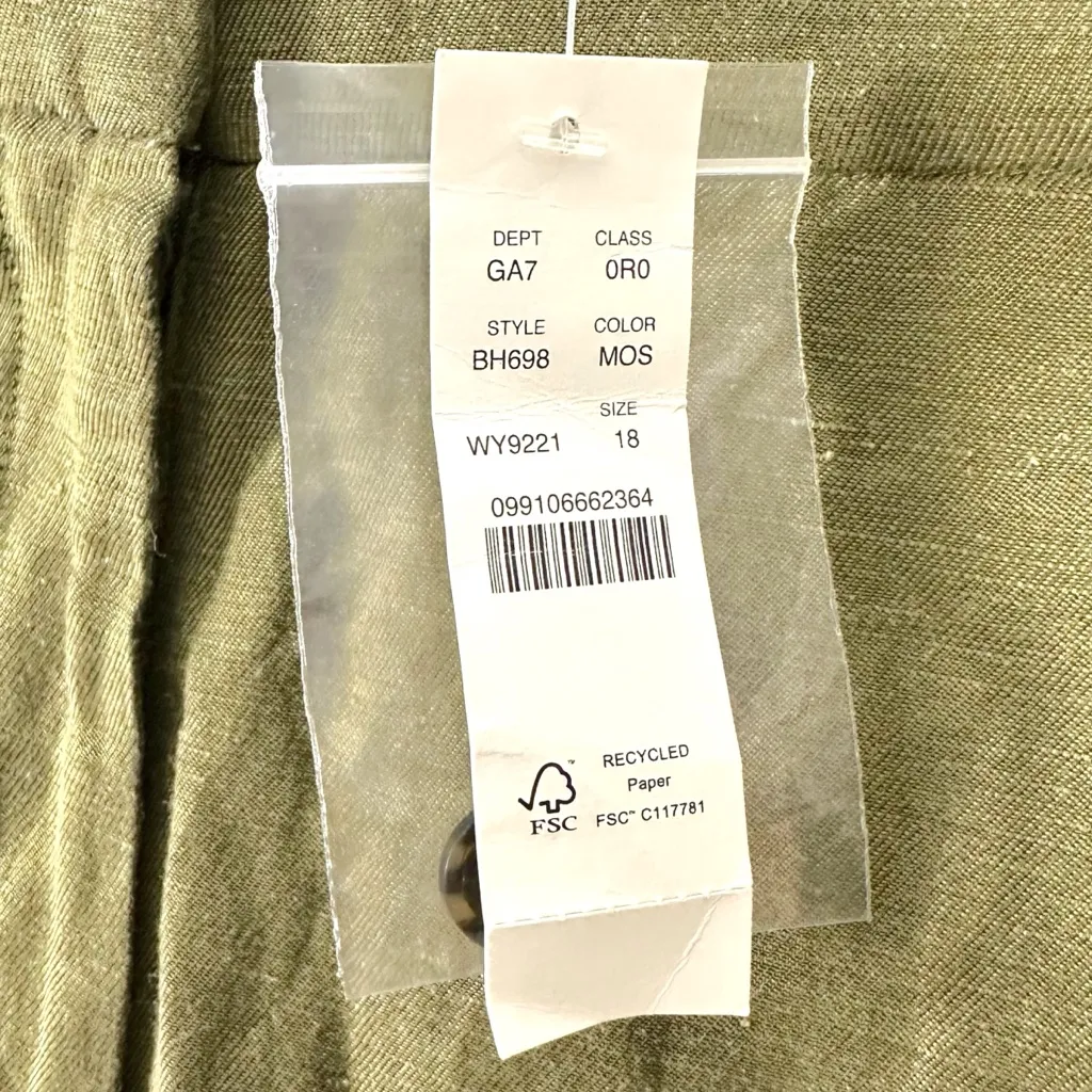 J.Crew Pleated Linen Cupro Trouser Pants in Moss Green Size 18 NWT - Image 5