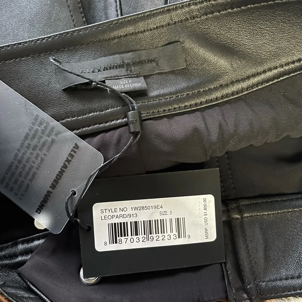 Alexander Wang Leather Leopard-Print Calf Hair Mini Skirt - Image 9