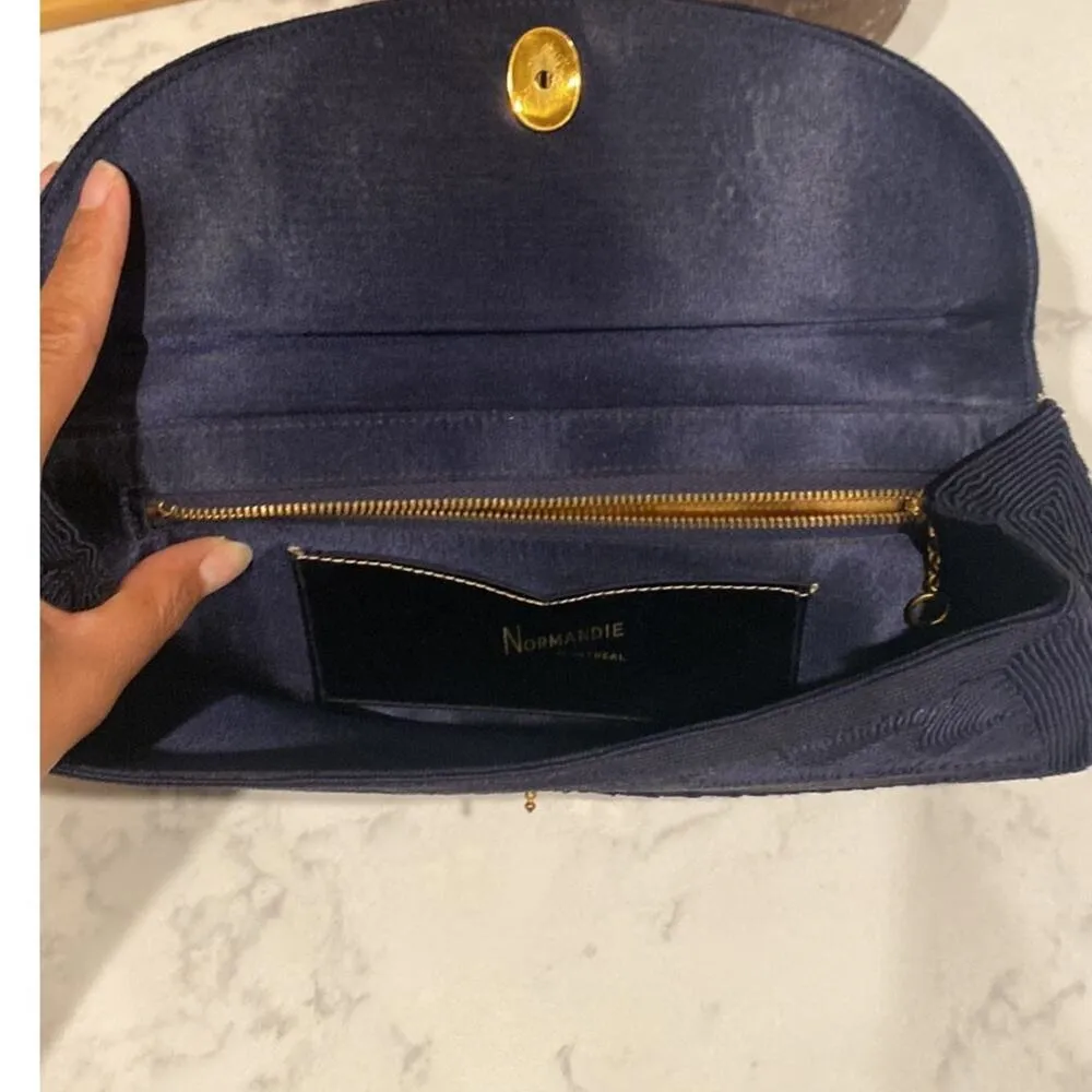 Vintage Normandie cord black clutch bag formal chic classic special occasion - Image 7