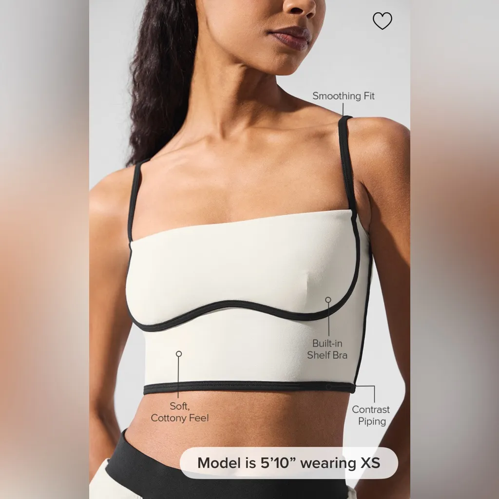 Alo Yoga NWT Airbrush Streamline Bra Tank Top Ivory Black Size M - Image 5