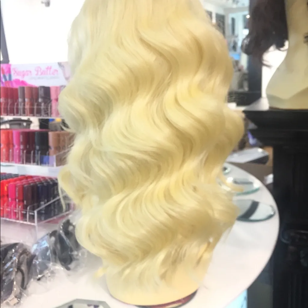 blonde wig sale human hair Blende Wavy 613 Wig - Image 7