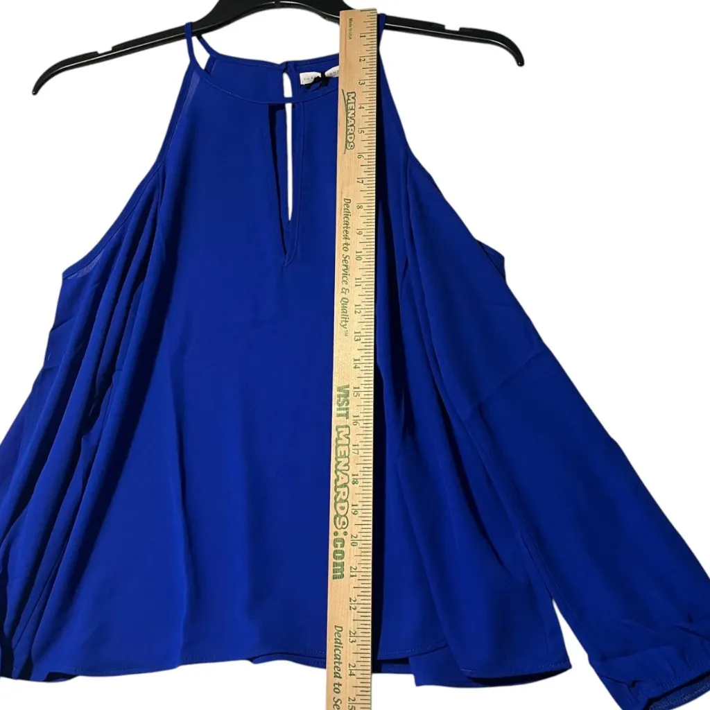 Three Eighty Two Women's‎ S Blue Cold Shoulder Blouse Top Key Hole Open Sleeve - Image 6