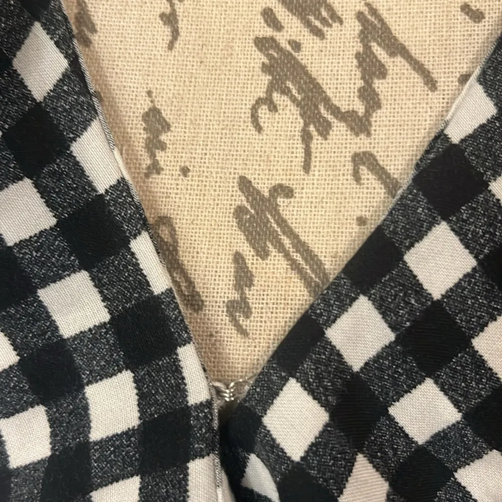 Arizona Jean Co gingham checked surplice wrap look mini dress flutter sleeve L - Image 3