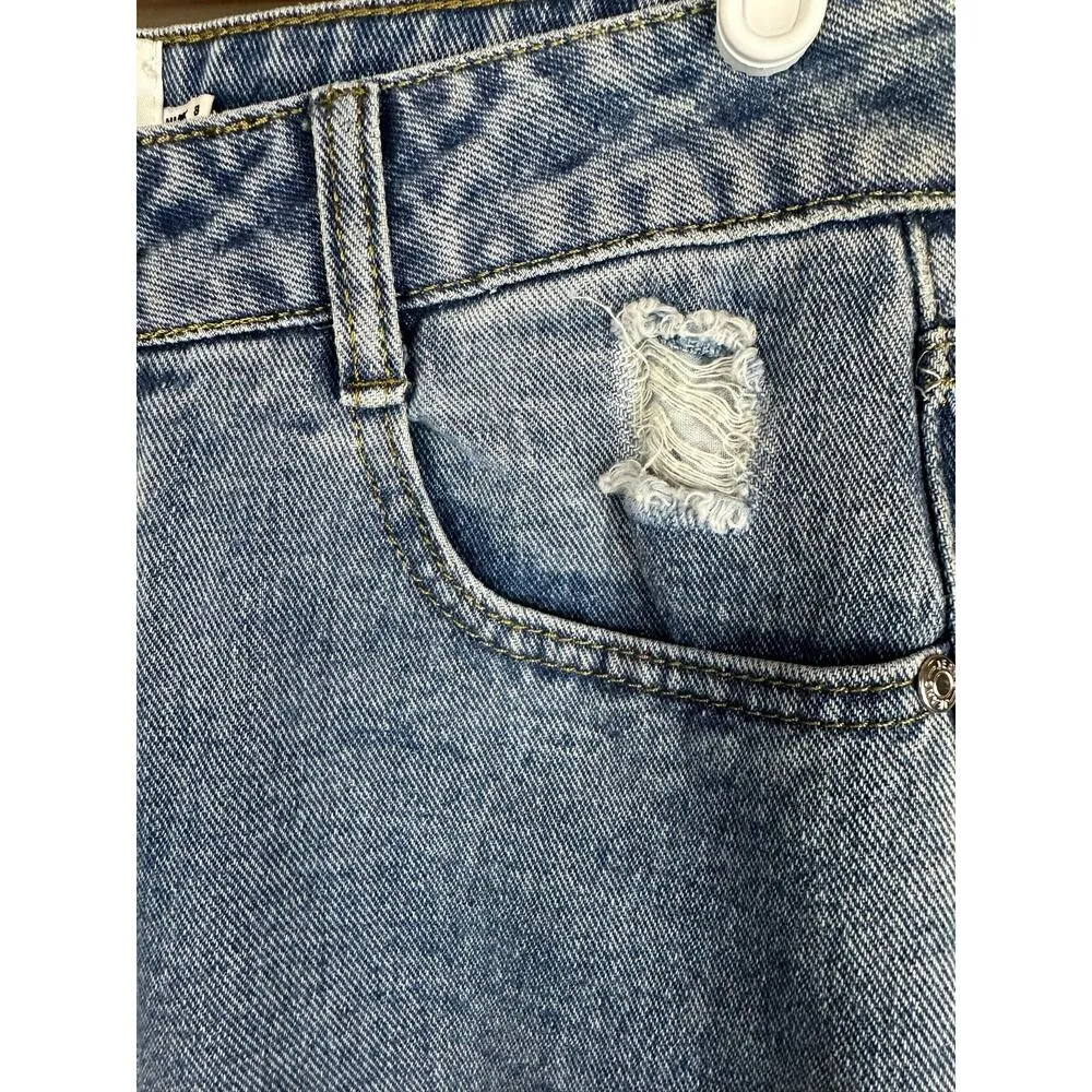 Princess Polly Light Wash Mom Distressed High Waisted Denim Blue Jeans Size 4 - Image 7