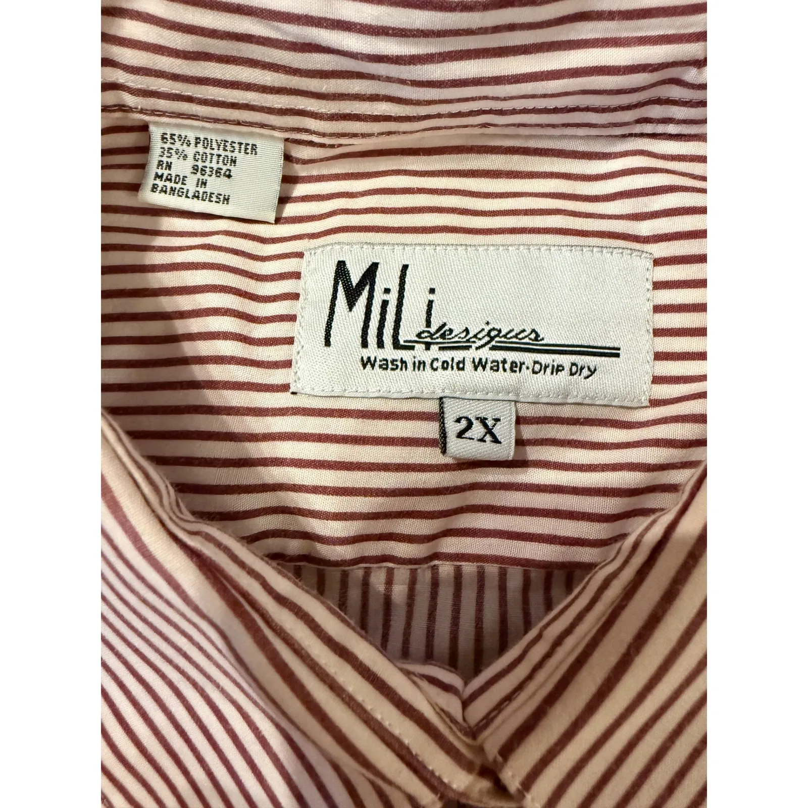 Mili Designs Vintage Western Shirt Size 2X Red Stripe Embroidered Boots - Image 4