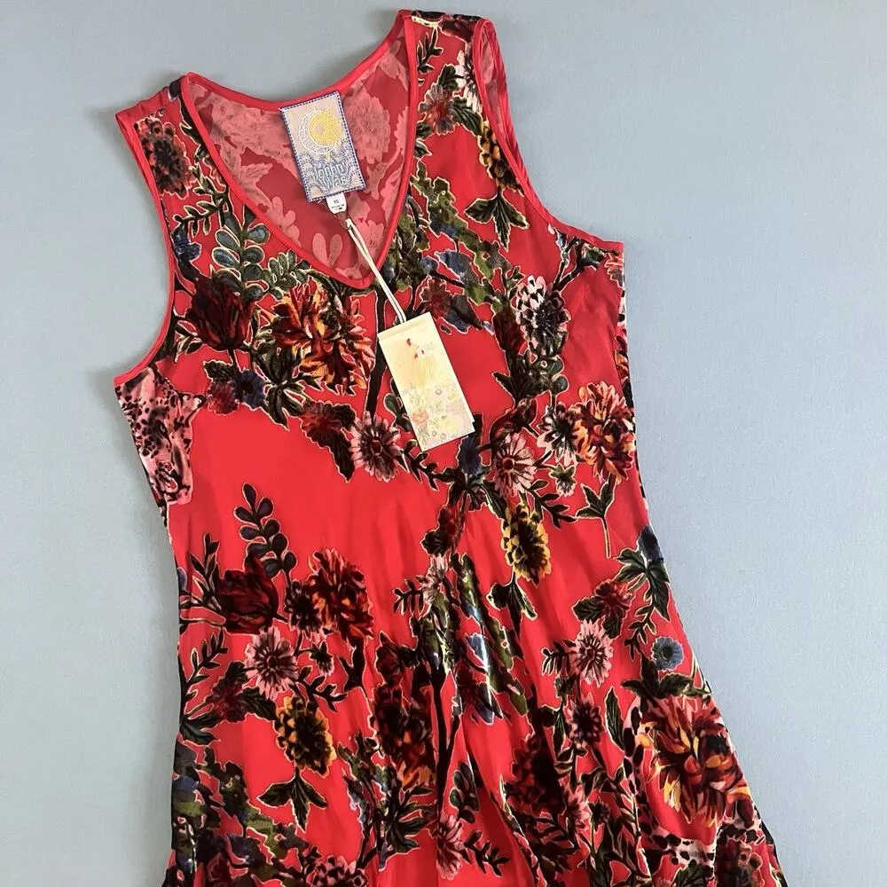NWT Johnny Was Bias Bobcat Forest Silk Blend Red Floral Maxi Dress - Image 7