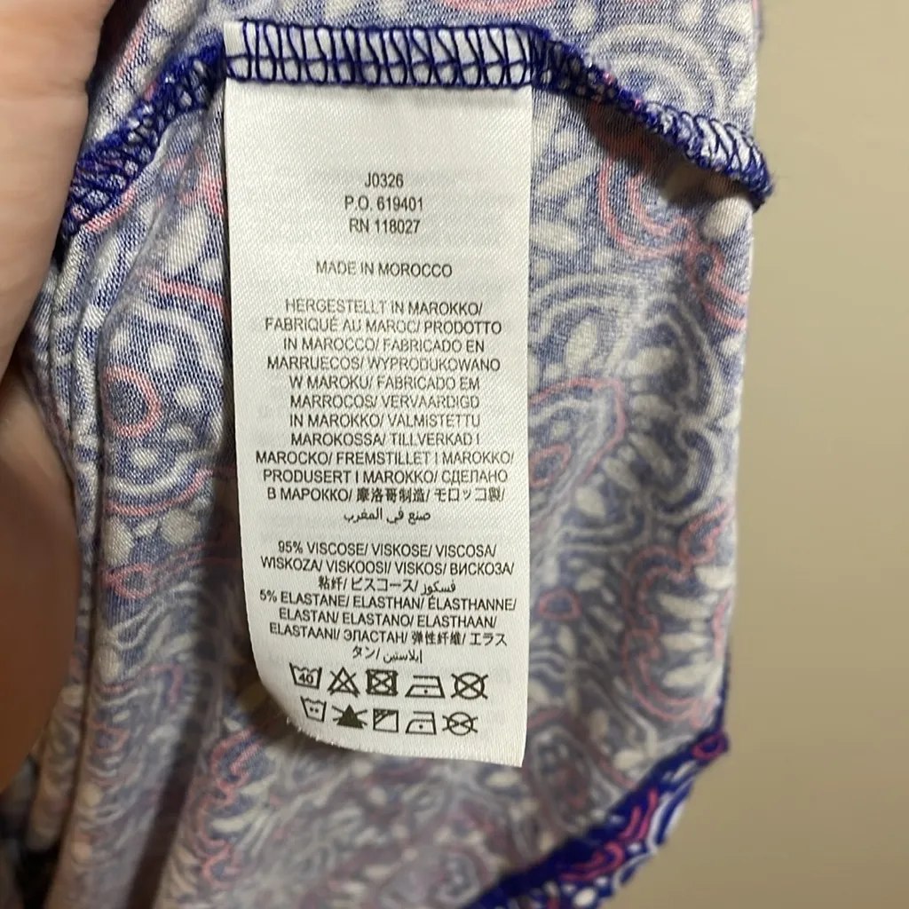 Boden Amelie Jersey Knit Short Sleeve Dress Blue White Pink Pattern Size 2 J0326 - Image 8