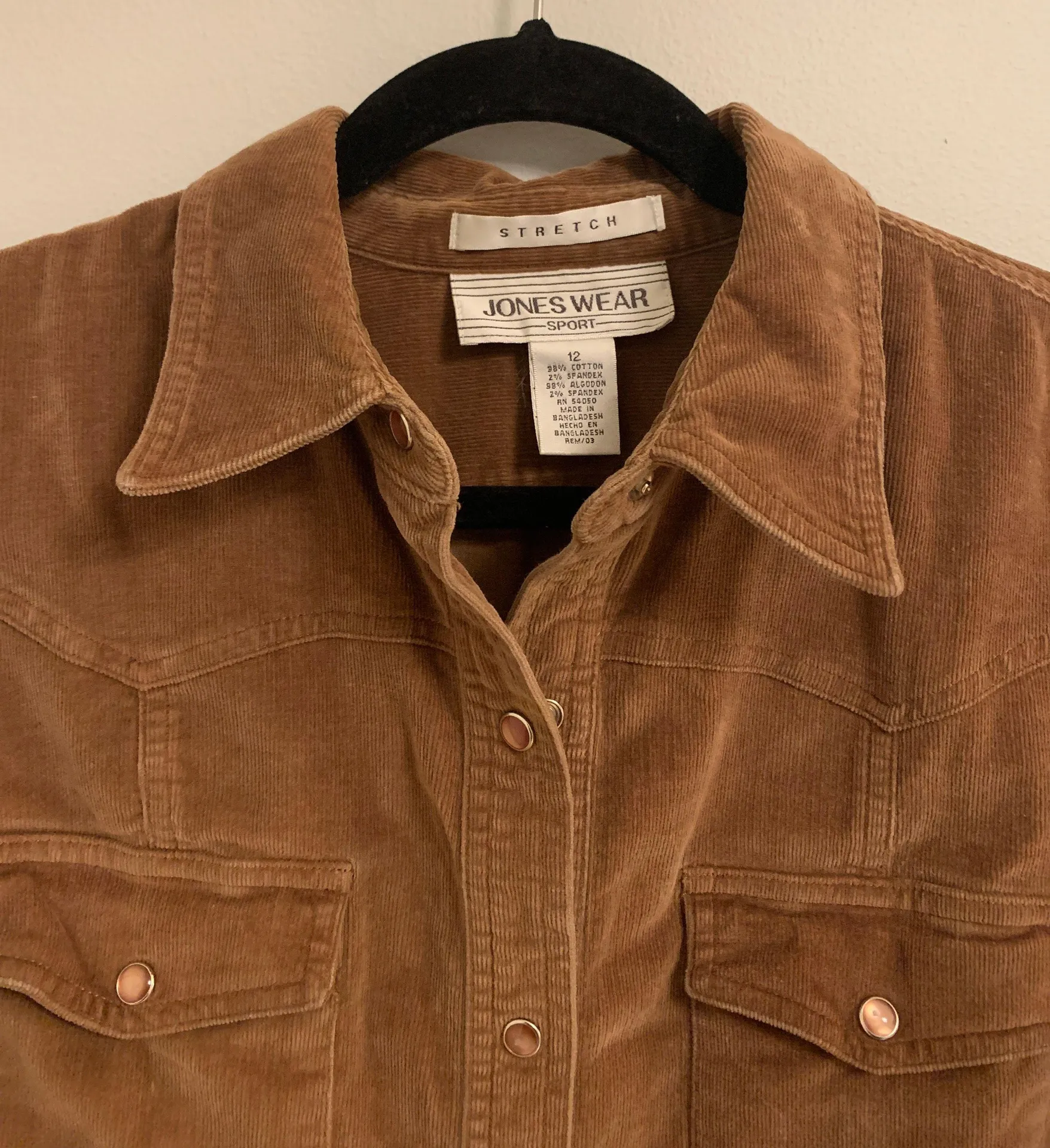 Jones Wear Brown Corduroy Shirt - Image 3