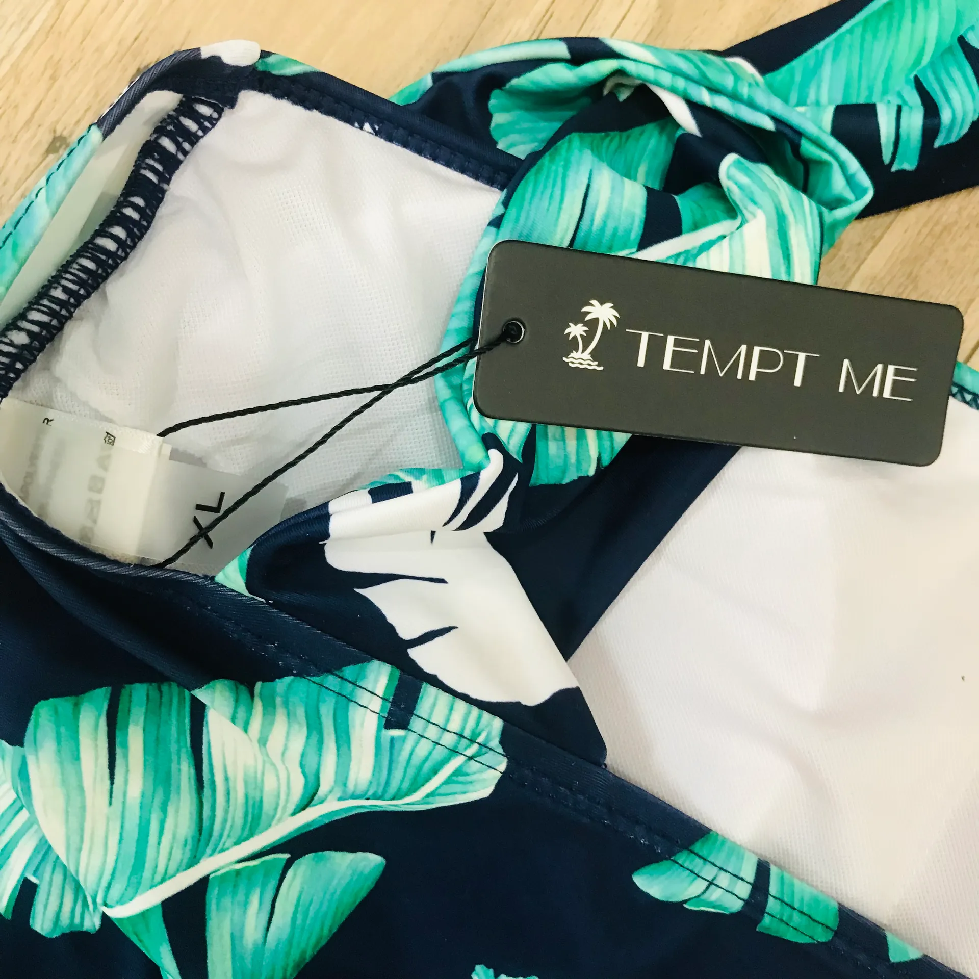NWT Tempt Me Two Plam leaf Piece Tankini Bathing Suits One Shoulder sz XL. - Image 8