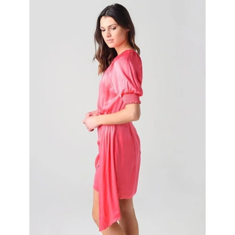 Saylor Zulu Satin Mini dress in Melon Pink Large New Womens Cocktail - Image 14