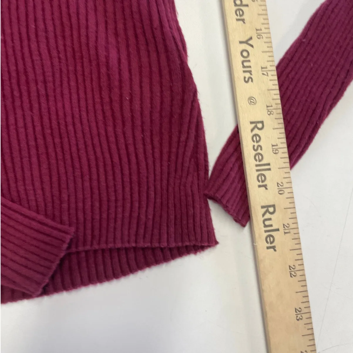 Derek Lam Sweater Womens Small‎ Red Henley Ribbed Knit Stretch V Neck - Image 6