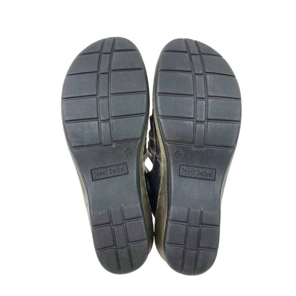 *Josef Seibel Sandals Womens 41 Metallic Silver Caged Strappy Slip On Slide Mule Size 10 - Image 11