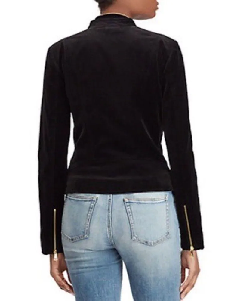 Lauren Ralph Lauren Stretch-Velvet Moto Jacket Cotton, Size 16 NEW Retail $295 - Image 5