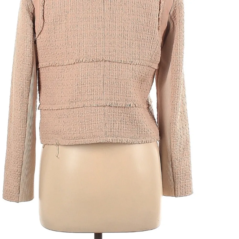 Rebecca Taylor Tan Tweed Blazer w/ Leather Detail - Image 8