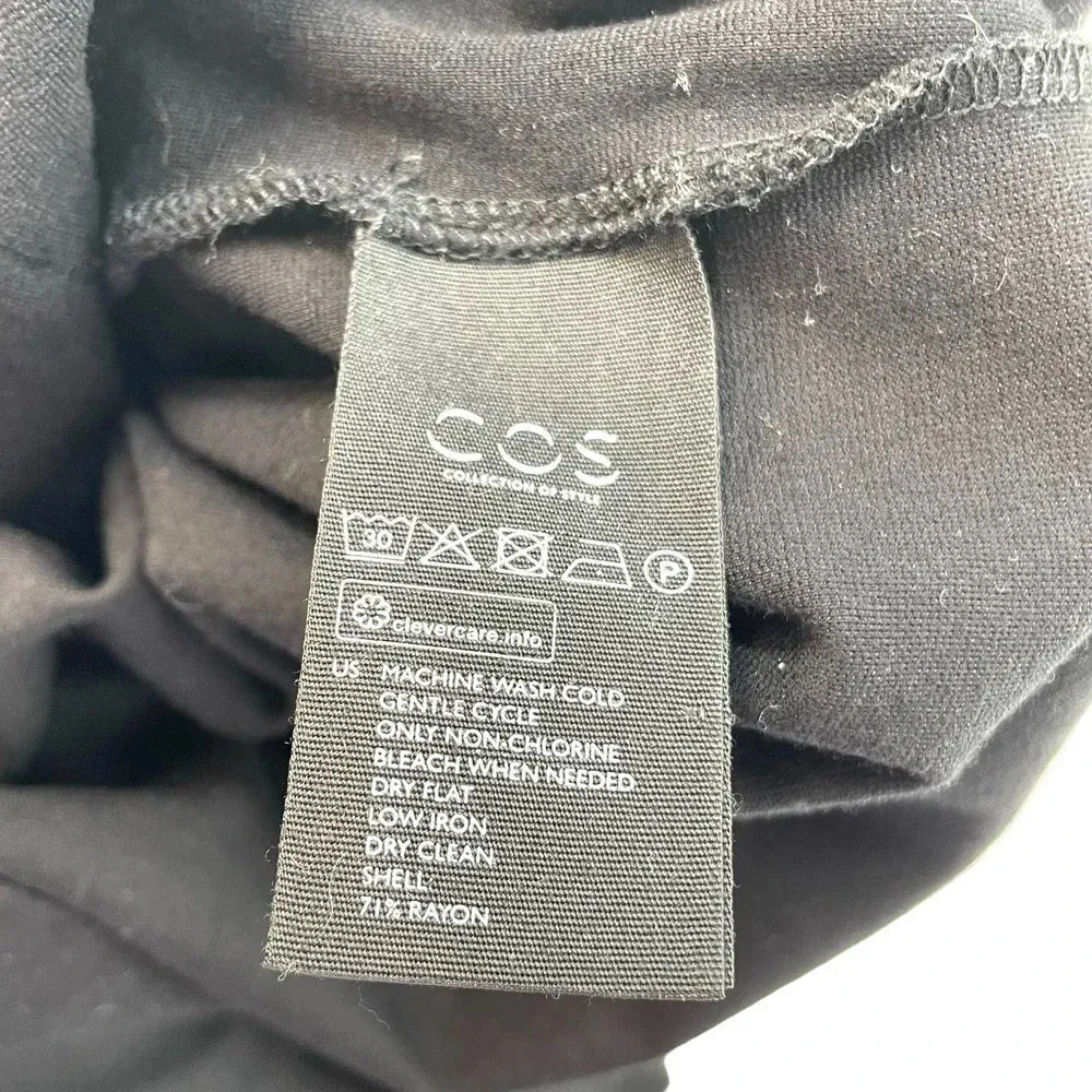 COS Black Tie Front Long Sleeve Paperbag‎ Skirt Dress Size Small - Image 7