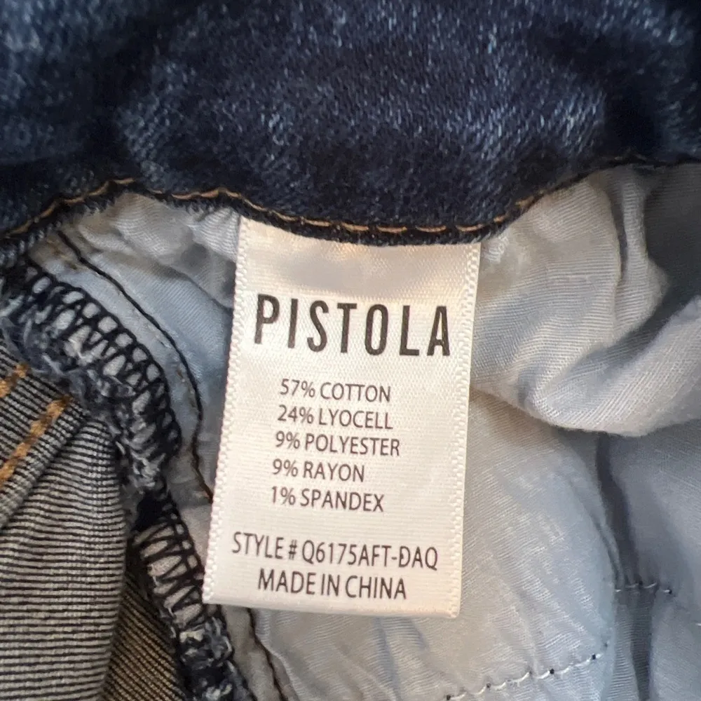 Pistola Skinny Crop Blue Jeans With Cuffed Raw Distressed‎ Hem - Image 6