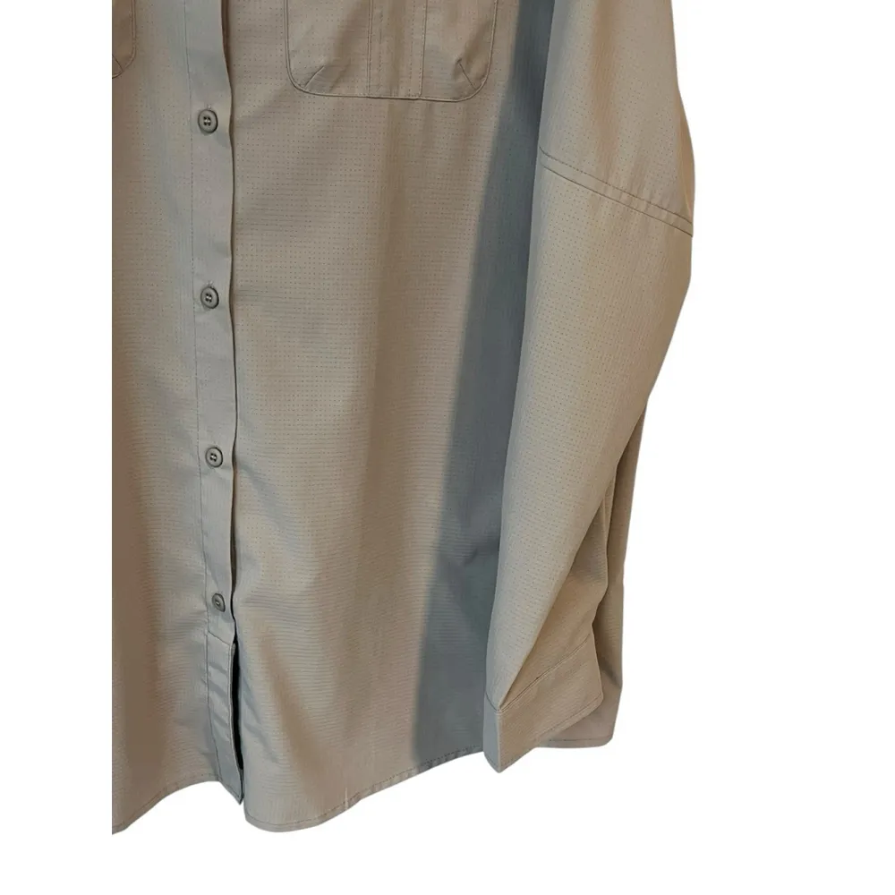 Kaliq Boutiq Hiking Shirt Womens 2XL Beige Button Down Long Sleeve Wicking Mesh Tan Size 2X - Image 5