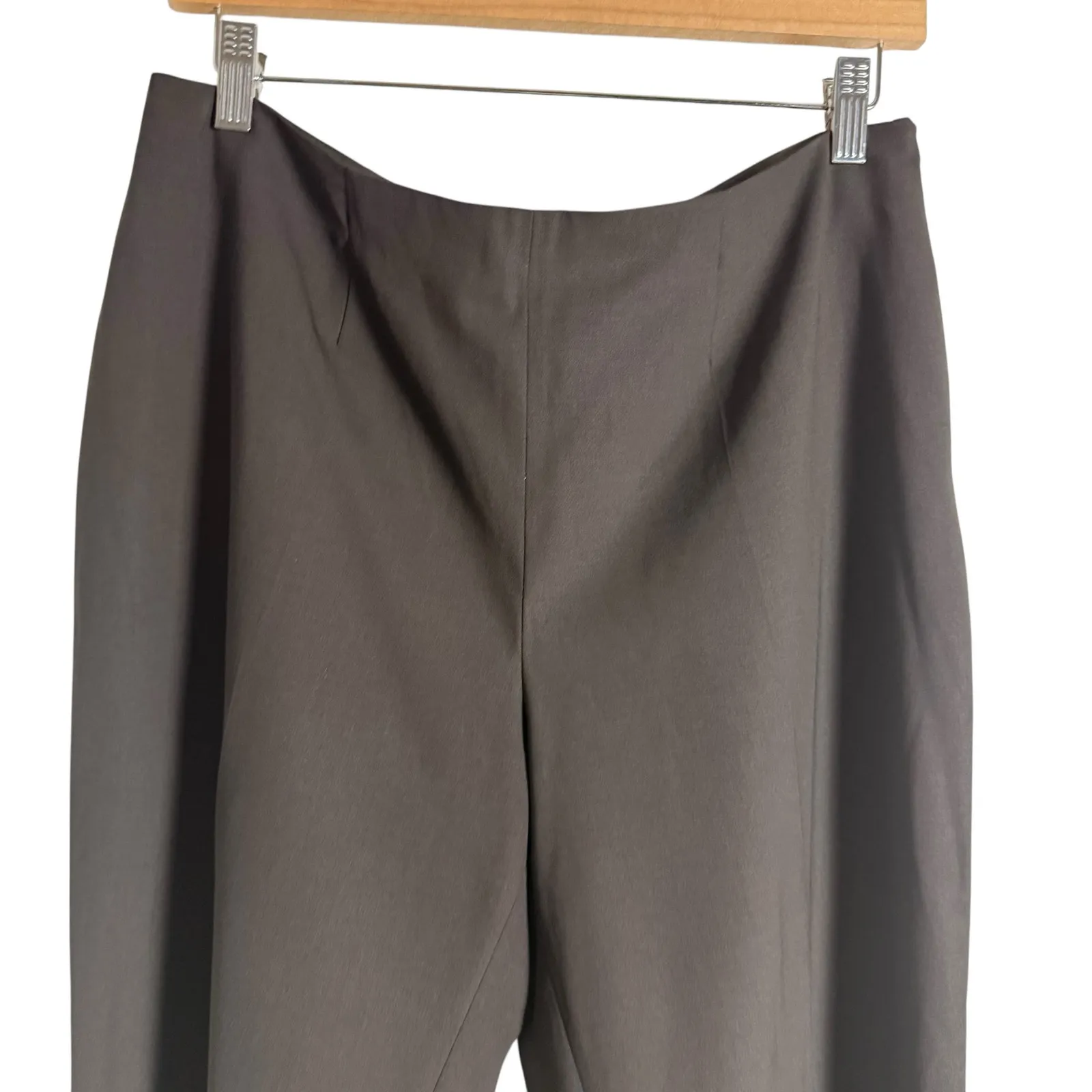 Piazza Sempione Sabina Brown Italian Zip Hem Wool Blend Trouser Pants Size 12 - Image 2