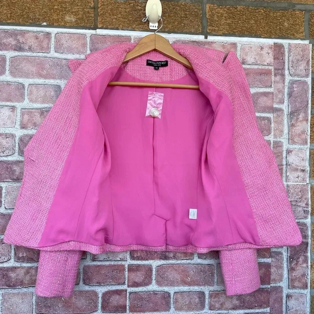 NEW CENTRAL PARK WEST ramona tweed blazer in pink XS - Image 12