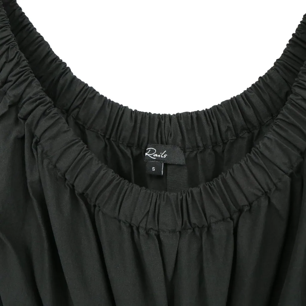 Rails Anastasia Black Sleeveless Tiered Poplin Ruched Dress S - Image 6