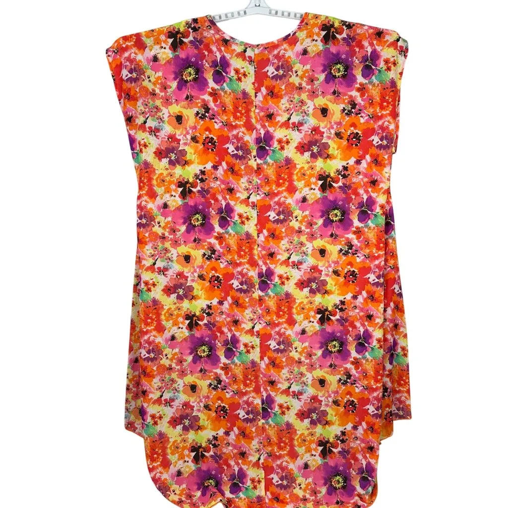 Cha Cha Vente Womens Floral Print Tunic Top 3X Multicolor Lightweight Sleeveless - Image 4