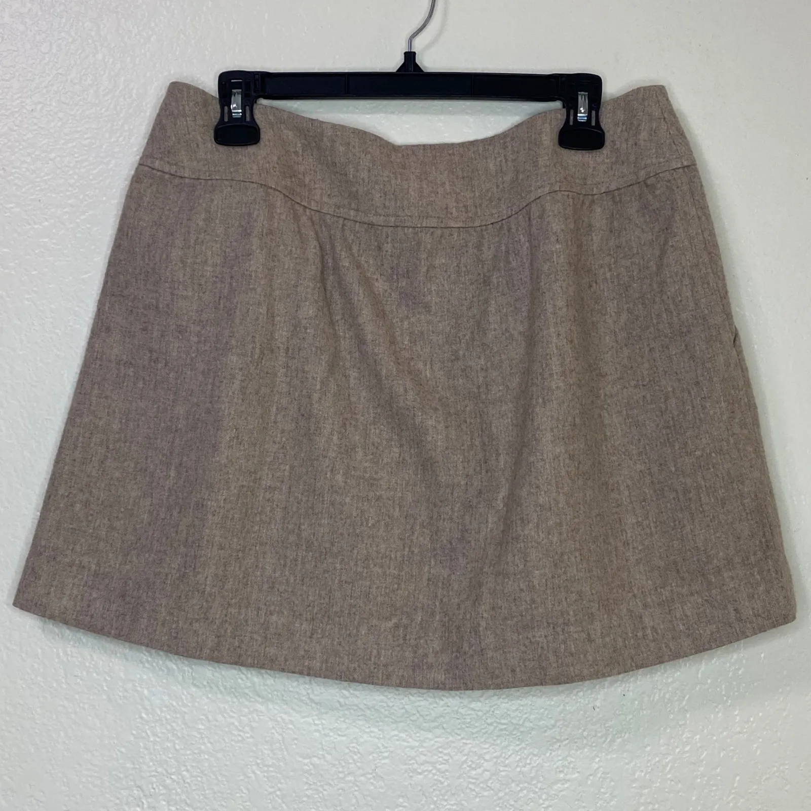 GAP Women Tan Tweed Preppy Academia Pleated A Line Mini Skirt Size 4 Wool Blend - Image 5