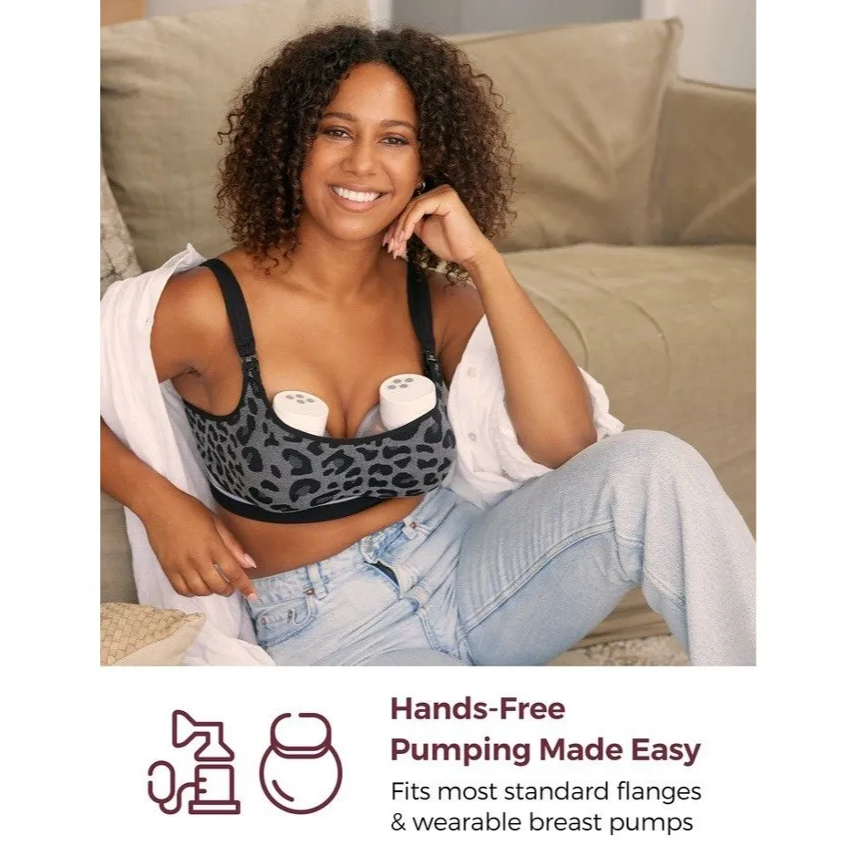 Momcozy Womens Wireless Hands Free Pumping Nursing Bra Size 2XL Gray Leopard - Image 10