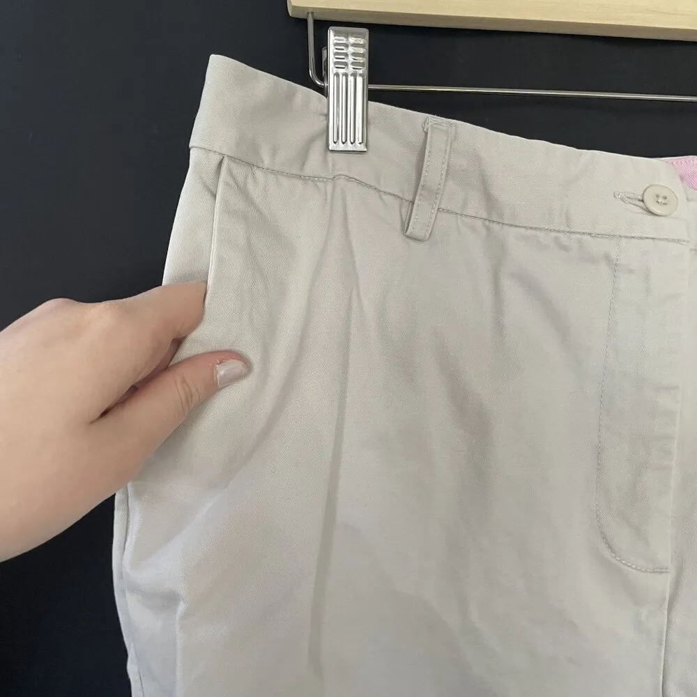 Lands End Women's Beige Cotton Crop Pants Size 18 With Pockets wide leg comfort - Image 2