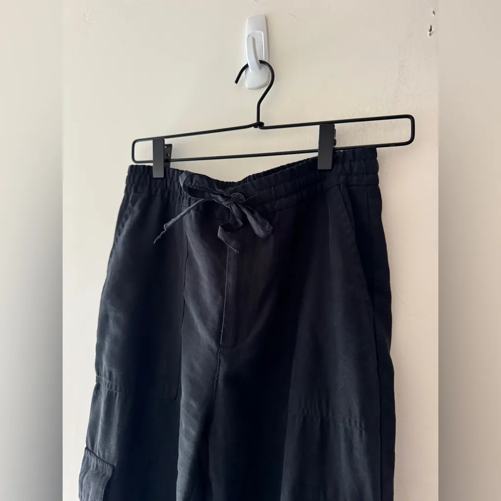 Zara Black Stretchy Elastic Waist Cargo Jogger Pants With Pockets - Image 4