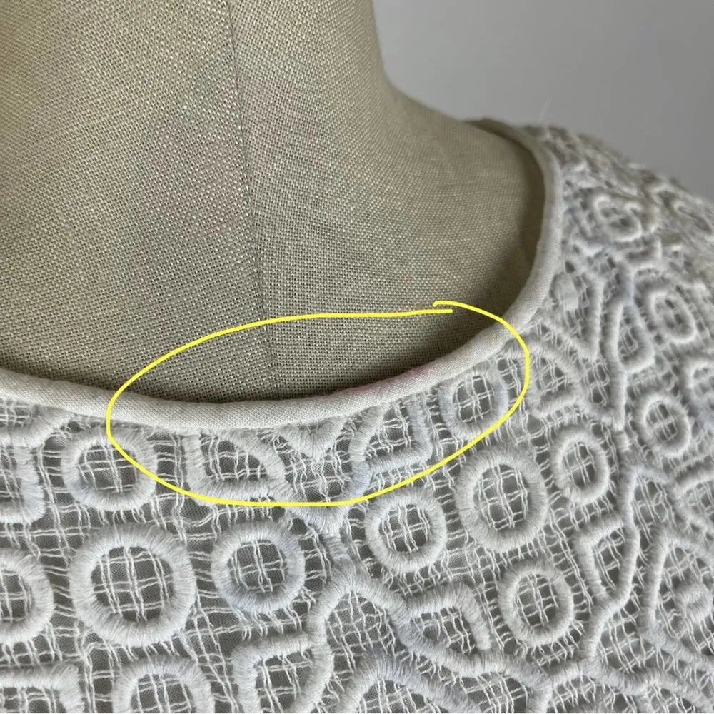 Tibi White Crochet Lace Shift Dress - Image 4