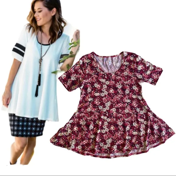LuLaRoe perfect t tunic floral red sz S - Image 2