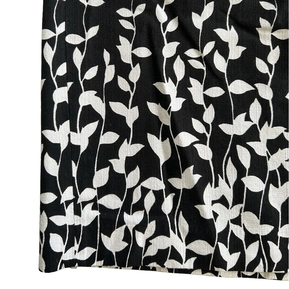 Ann Taylor size 12, 100% ￼cotton floral, black and white a line pencil skirt - Image 2